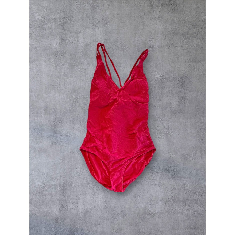 Tropical Escape One Piece Swimsuit Womens 12 Fuchsia Pink Paisley Jacquard EUC